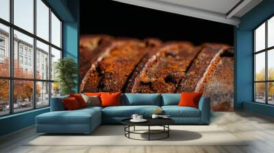 Rusted metal surface, black background. Wall mural