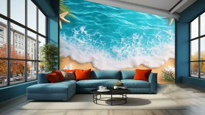 top view of summer beach waves background Wall mural