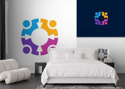 Global Community Logo Icon Elements Template. Community human Logo template vector. Community health care. Abstract Community logo Wall mural