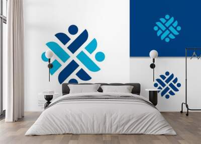 Human Resources Consulting Company, Global Community Logo. Social Networking logo designs. Wall mural