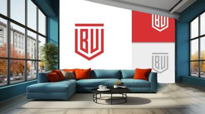 Initials BU. BV logo design. Initial Letter Logo. Shield logo.	
 Wall mural