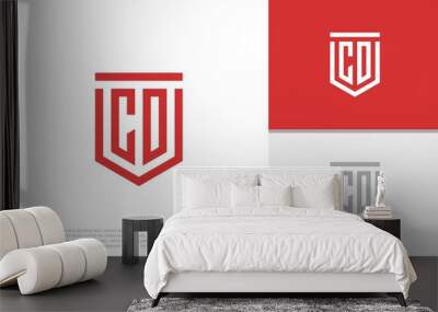 initials co. cd logo design. initial letter logo. shield logo. Wall mural