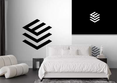 Initials E logo design. Initial Letter Logo. Innovative high tech logo template. Wall mural