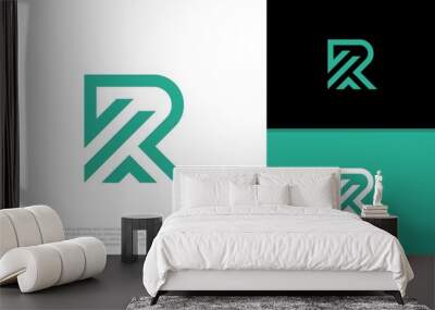 Initials R logo design. Initial Letter Logo. Innovative high tech logo template. Wall mural