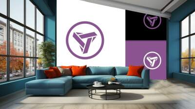 Innovative high tech logo template. Template label for blockchain technology. Abstract triangle logo design. Wall mural