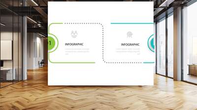 2 step line infographic template vector element Wall mural