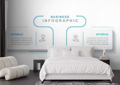 2 step line process infographic vector element with icon suitable for business information and web presentation Wall mural