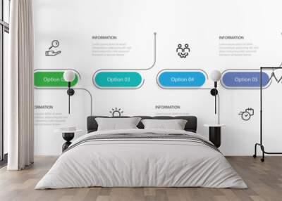 6 step process infographic template with icons suitable for business information, workflow and web graphic visualization Wall mural