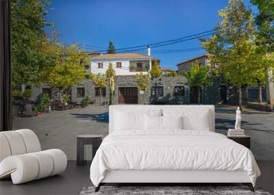 Central square of Vitina village, a winter destination in mountainous Arcadia, in Peloponnese, Greece Wall mural