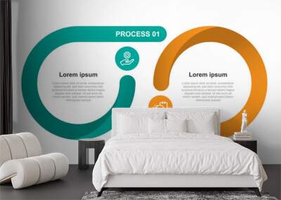 Business template infographic vector element with 2 step process or options  Wall mural