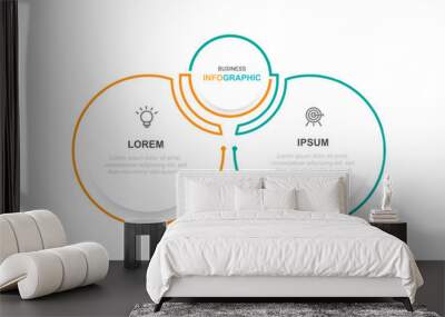 Business template infographic vector element with 2 step process or options suitable for web presentation and business information  Wall mural