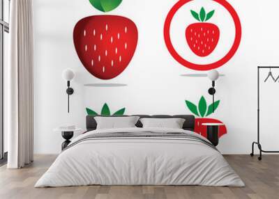 Collection of strawberry logo and icon template Wall mural