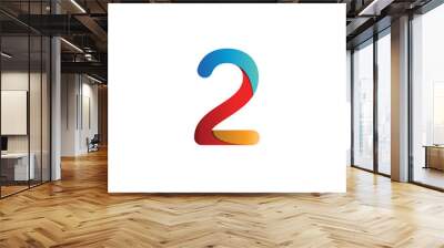 colorful number 2 logo icon template vector Wall mural