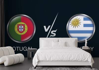 Country vs country flags and beautiful background Wall mural