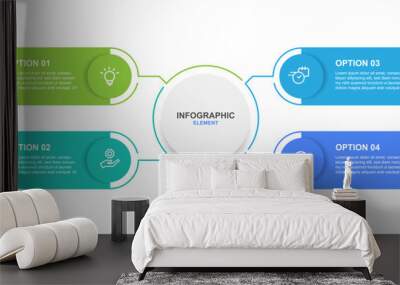 Design template infographic vector element with 4 line step  on circle concept suitable for business information and web presentation Wall mural