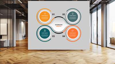 Design template infographic vector element with 4 step line connected suitable for web presentation and business information Wall mural