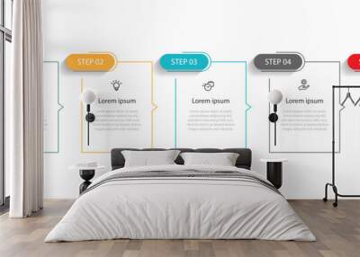 Design template infographic vector with 5 step line square suitable for business information, presentation, and web graphic design Wall mural