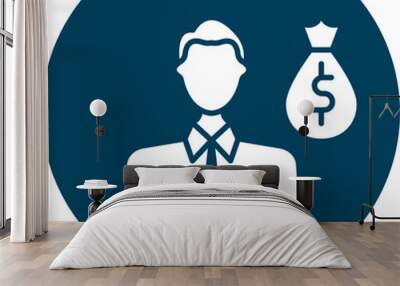 Employee Growth Glyph Circle Icon Wall mural