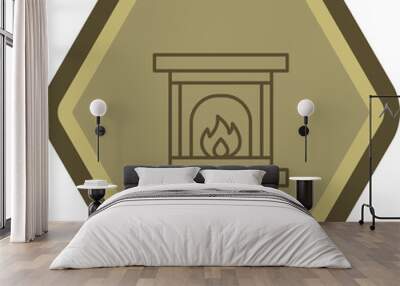 Fireplace Line Polygon Icon Wall mural