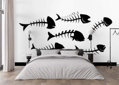 Fish bone silhouette icon vector design template Wall mural