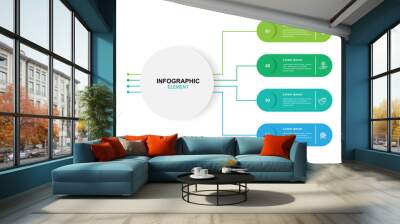 Infographic template vector element with 4 line step and circle concept suitable for web presentation and business information Wall mural