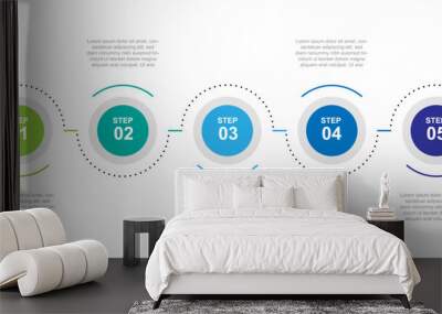 Infographic template vector element with 5 step process or options  Wall mural