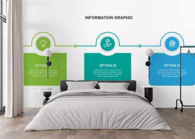 Infographic vector element with 3 step line connected Wall mural