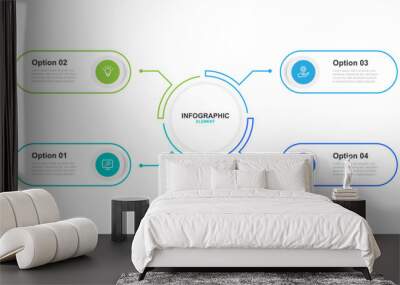 Infographic vector element with 4 step process or option suitable for business information, workflow, presentation, diagram chart and more Wall mural