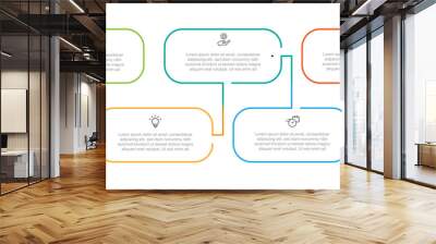 Line connection shape with 5 step for infographic template vector  Wall mural