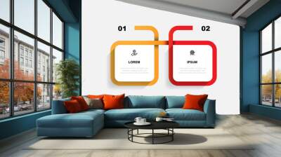 Modern template infographic vector element with 2 step line connected suitable for web presentation and business information Wall mural