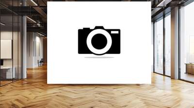 Silhouette of camera photography with big lens logo design template vector Wall mural