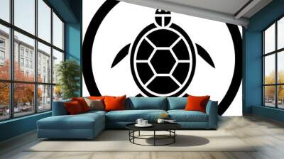 Turtle Glyph Black Icon Wall mural