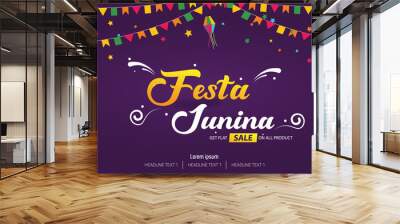 festa junina brazilian festival cover banner template design Wall mural