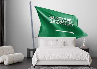 Isolated Saudi Arabia Flag waving 3d Realistic Saudi Arabian Flag Rendered Wall mural