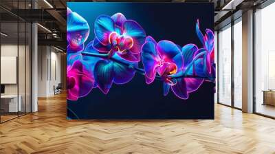 Bright orchid flower is phalenopsis illuminated by beautiful neon lights Wall mural