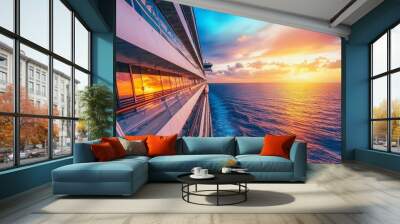 Cruise At Sunset In Ocean which is very beautiful Wall mural