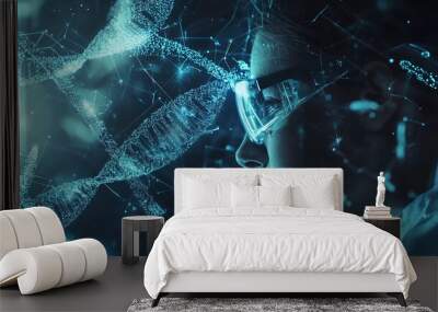 
Genetic research and Biotech science Concept. Good Human Biology and pharmaceutical technology on laboratory background Wall mural