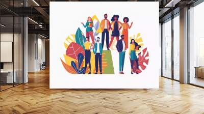 HR recognition concept. Best employee and specialist with great reputation online. Business success. Tiny people professionals. Modern flat cartoon style. Vector illustration on white background very  Wall mural