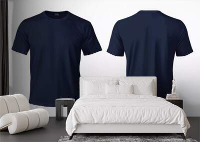 Nice t-shirt front back and side view deep navy blue shirt color for men Wall mural