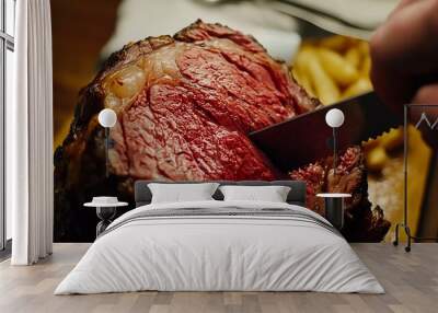 Slicing thru a delicious prime rib Wall mural