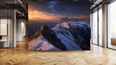 sunrise over the mountains Wall mural