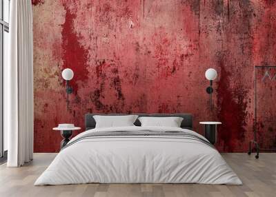 The distressed red grunge stain is great Wall mural