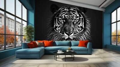 very beautiful black and white wild tiger head Wall mural