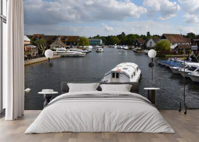 View of the river Bure at Wroxham with Broads cruise. Wall mural