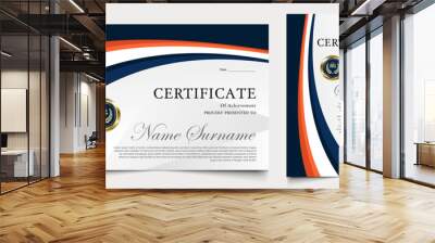 certificate awarded with modern background. graduation design elements, best employees and others. Wall mural