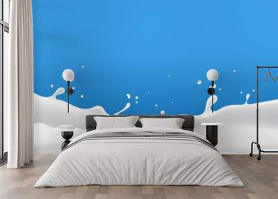 milk or yogurt water wave. white liquid wave splash element. Wall mural