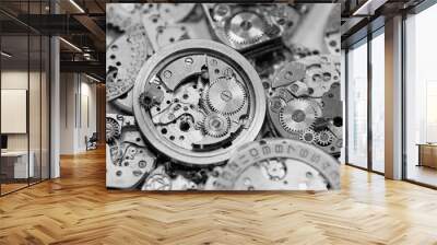 Clockwork details and parts, macro shot Wall mural