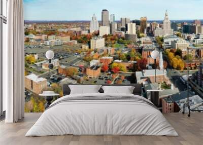 Aerial panorama of downtown Hartford, Connecticut, United States Wall mural