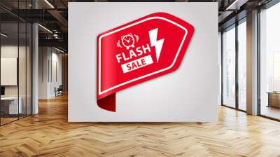 Red flat sale banner for flash sale banner and poster Wall mural