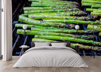 fresh asparagus being grilled Wall mural